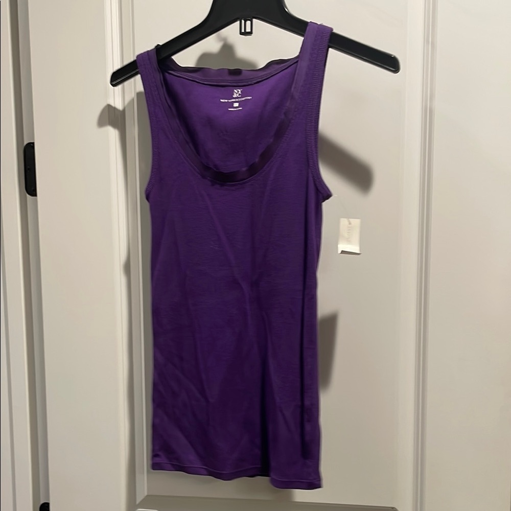 New York & Company Purple Fitted Sleeveless Tank Top